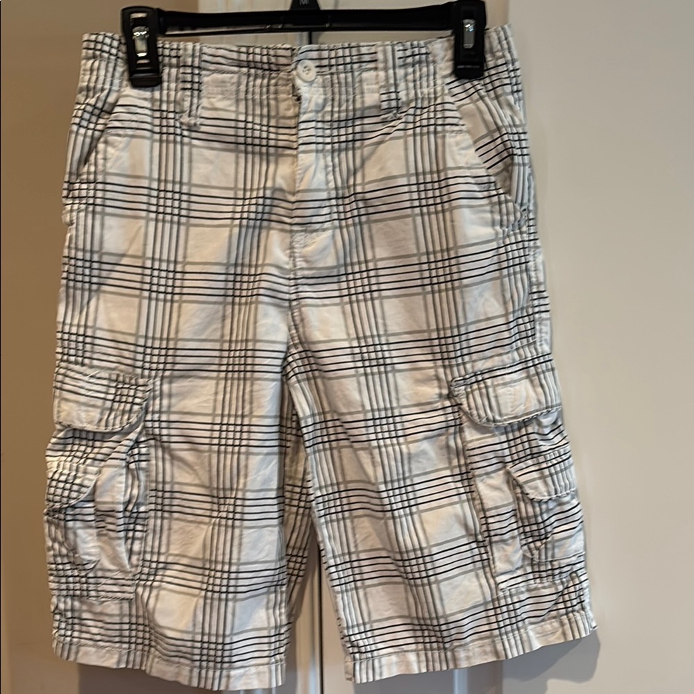 Machine Black, Grey and White Casual Cargo Shorts